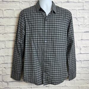 Zachary Prell Shirt Mens Size Medium Gray Plaid Long Sleeve Button Down